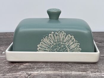 Green Flower Patterned Butter Dish, 3 of 4