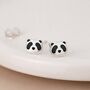 Sterling Silver Panda Stud Earrings – 7mm X 6mm, thumbnail 1 of 4