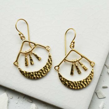 Gold Plated Silver Mayan Earrings, 2 of 3