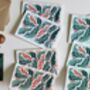 Candy Stripes And Holly Leaves Linocut Notecard Set Of Eight, thumbnail 8 of 12