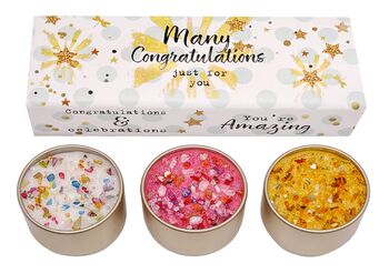 Many Congratulations Luxury Scented Candle Trio Set – Free Standard Gift Wrap, 2 of 2