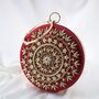 Mahiya Deep Red Silk Mandala Embroidered Round Clutch, thumbnail 2 of 2