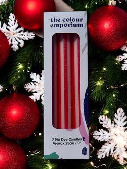 Red Glitter And White Pinstriped Candles, 3 of 4