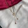 Half Black Bead Gold Plated Oval Pearl Y Shape Lariat Mangalsutra, thumbnail 4 of 5
