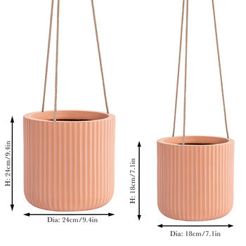 Roma Ribbed Terracotta Hanging Planter, 2 of 7
