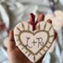 Personalised Couples Initials Ceramic Hanging Heart Valentines Gift, thumbnail 10 of 12