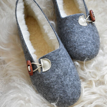 Felt Slippers With Cream Details, 6 of 8