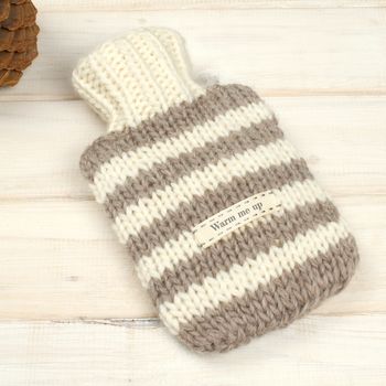 Personalised Stripe Mini Hot Water Bottle And Cover, 4 of 7
