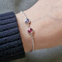 Double Birthstone Bracelet Sterling Silver, thumbnail 4 of 5