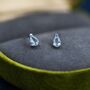 Genuine Swiss Blue Topaz Crystal Droplet Stud Earrings In Sterling Silver, thumbnail 7 of 12