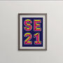 Se21 London Postcode Neon Typography Print, thumbnail 2 of 4