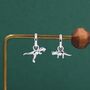 Sterling Silver Mismatched T Rex And Triceratops Hoop Earrings, thumbnail 7 of 12
