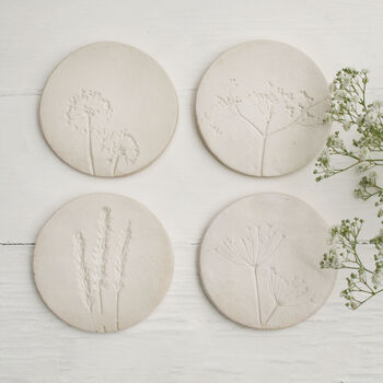 White Wild Flower Ceramic Coasters, 3 of 8