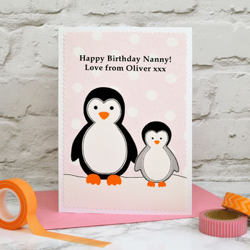 'Penguins' Personalised Birthday Card From Child, 3 of 3