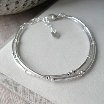 Double Stranded Hammered Silver Bracelet, 2 of 6