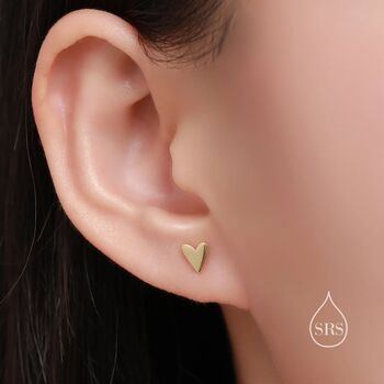 Sterling Silver Simple Heart Stud Earrings, 7 of 10