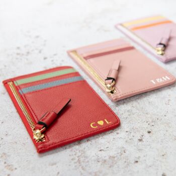 Personalised Leather Cardholder With Zip, 5 of 7