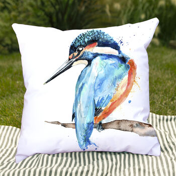 Inky Kingfisher Outdoor Cushion For Garden Furniture, 3 of 9