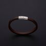 Brown Leather Bracelet With Custom Messafe, thumbnail 5 of 8
