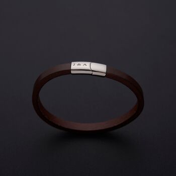 Brown Leather Bracelet With Custom Messafe, 5 of 8