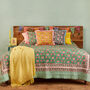 Green Sanganeri Block Print Reversible Quilt Boho, thumbnail 1 of 7