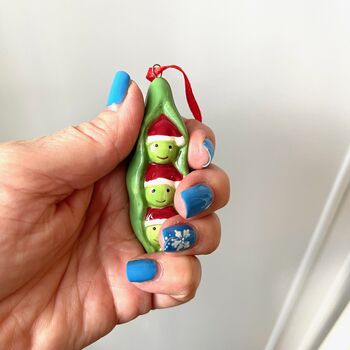 Ceramic Peas In A Pod Christmas Decoration, 7 of 7