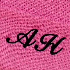 Pink Embroidered Personalised Neon Initial Beanie, 2 of 2