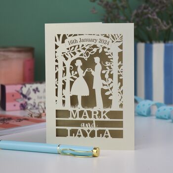 Personalised Papercut Couple Wedding Date Card, 3 of 8