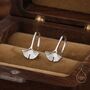 Sterling Silver Tiny Ginkgo Leaf Drop Hook Earrings, thumbnail 1 of 10