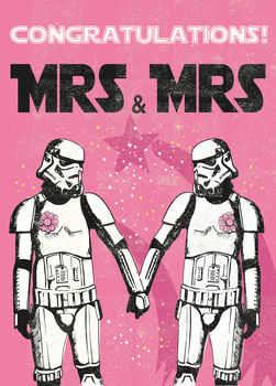 Original Stormtrooper Mrs And Mrs Wedding Card, 3 of 3