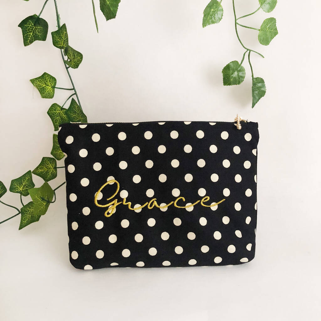 Personalised Polkadot Make Up Pouch Bags, 1 of 7