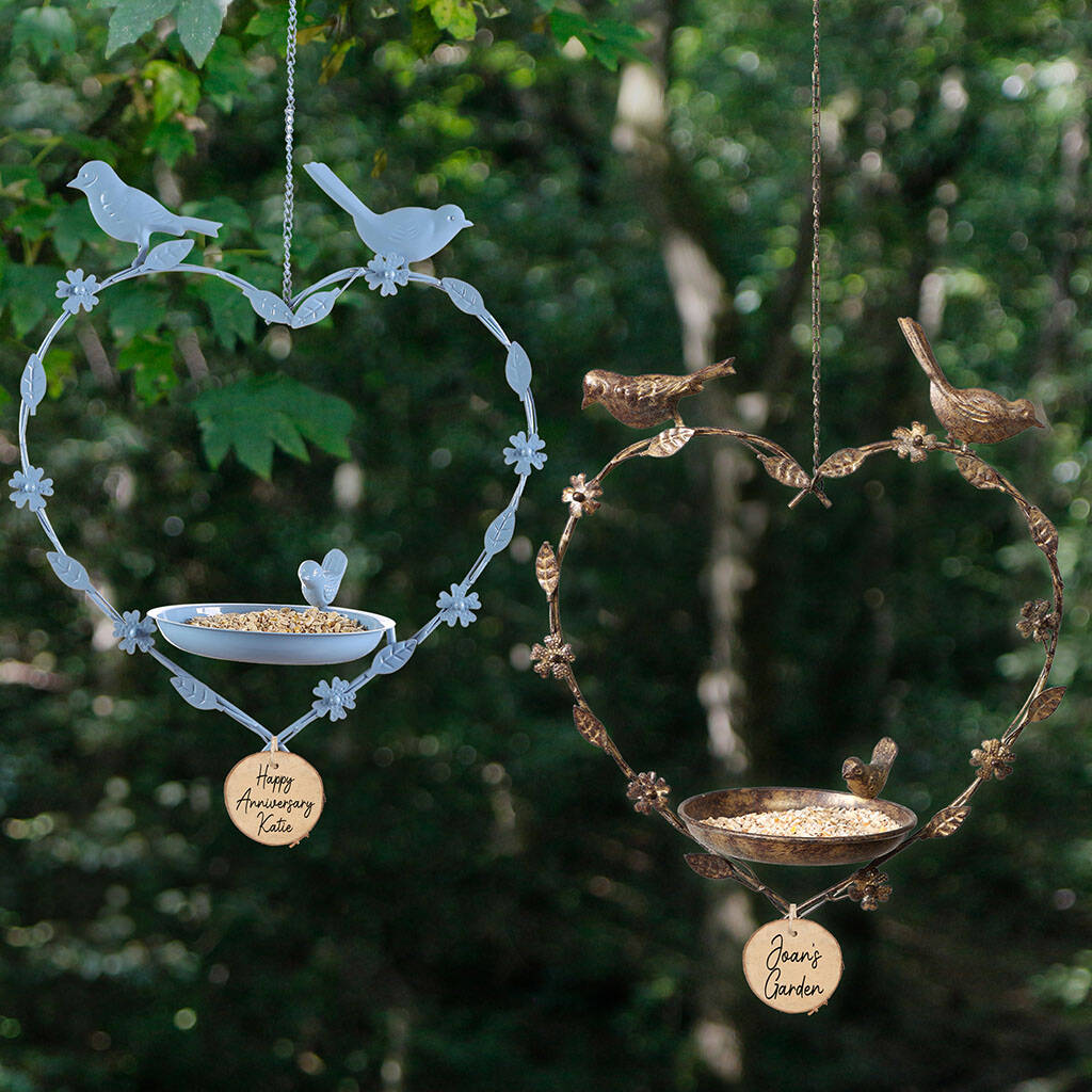 Personalised Hanging Garden Heart Bird Dish By Dibor ...