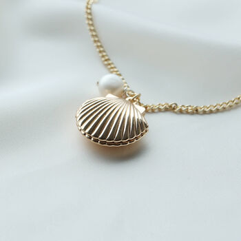 Clamshell And Hidden Pearl Locket Necklace, 7 of 12
