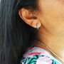 Enamel Huggie Hoop Earrings In Teal And Pink, thumbnail 1 of 6