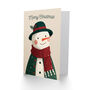 Happy Snowman Wearing A Cardigan Illustration Christmas Card, thumbnail 2 of 4