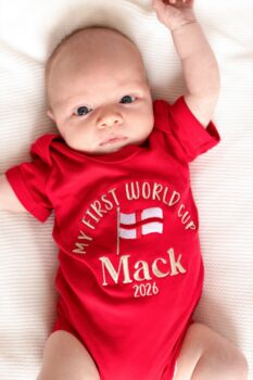 My First World Cup Personalised Embroidered Football Babygro, 3 of 5