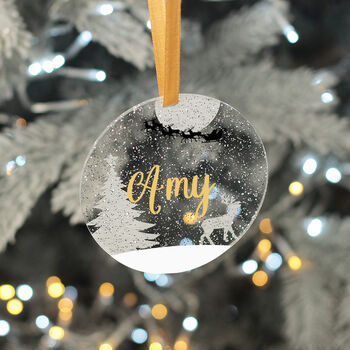 Personalised Name Glitter Acrylic Christmas Tree Decoration Bauble, 4 of 9