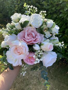 Champagne, Blush Pink, White Rose Bridal Bouquet, 4 of 12