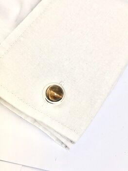 Silver And Tigers Eye Cufflinks, 6 of 6