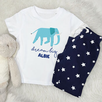 Dream Big Personalised Kids Elephant Pyjamas, 2 of 2