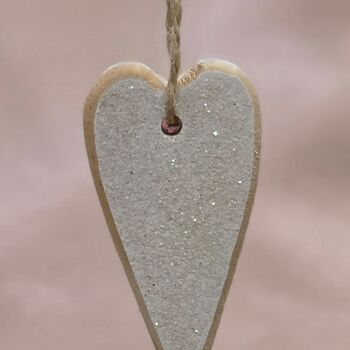 Glittered Wooden Heart Hanging Decoration, 2 of 2