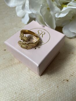 Adjustable Gold Vine Leaf Ring, 2 of 6