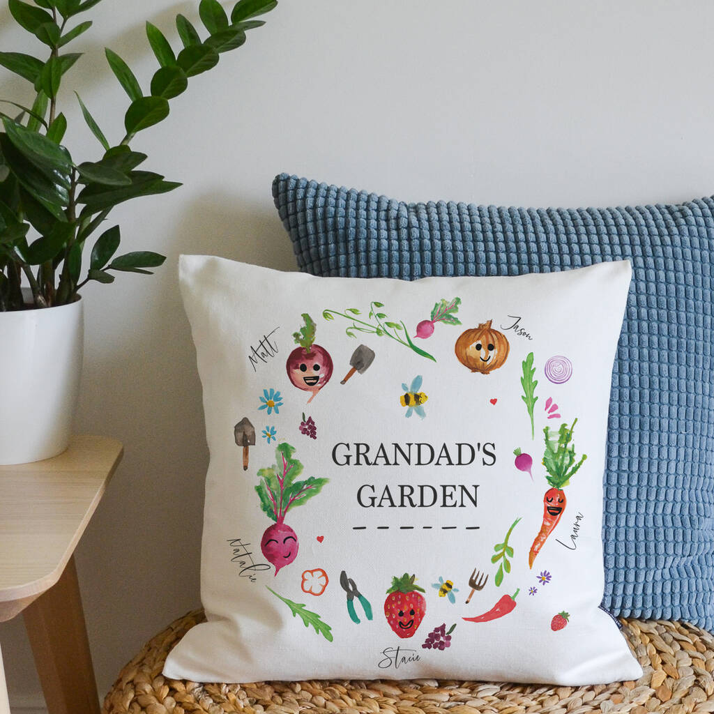 Grandad Grandma Garden Cushion By Vintage Designs Reborn