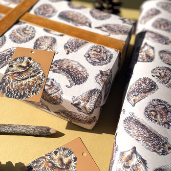 Hedgehog Watercolour Gift Wrap, 6 of 12