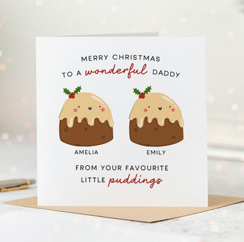 'Daddy Little Puddings' Personalised Christmas Card, 3 of 7