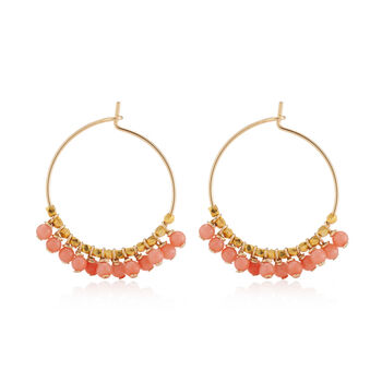 Coral And Gold Nugget Medium Hoops, 3 of 4