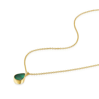 Teardrop Malachite Urn Necklace 18 K Gold Plated Silver, 3 of 6