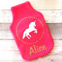 Personalised Sparkly Unicorn Hot Water Bottle Cover, thumbnail 2 of 6