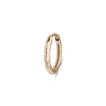 Hammered Huggie Hoop Earring 9k Gold, 2 of 3