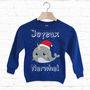 Joyeux Narwhal Kids Christmas Sweatshirt, thumbnail 1 of 5